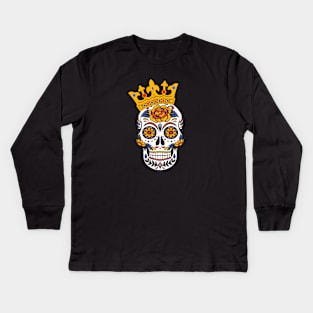 Mexican Day of the Dead Sugar Skull with Crown Kids Long Sleeve T-Shirt